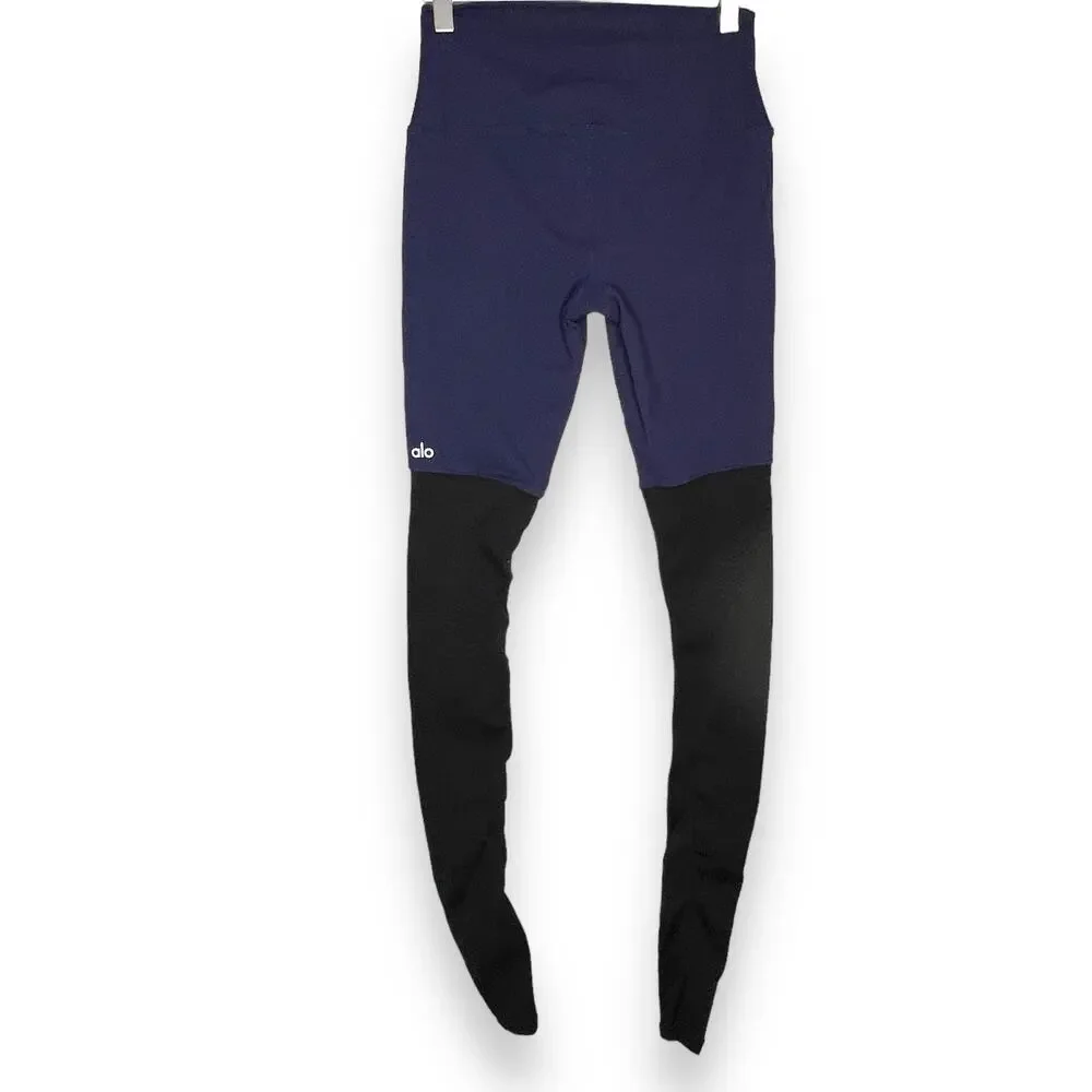 ALO Goddess Yoga Leggings Navy And Gray Size Small